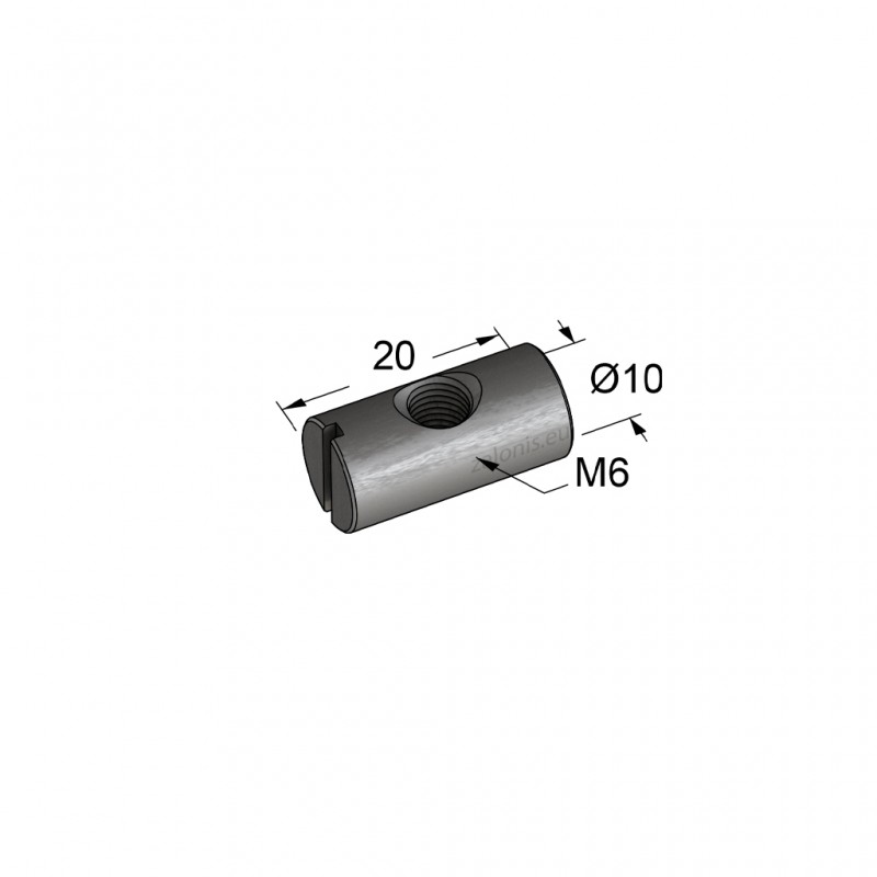 BARREL NUT FOR FURNITURE Μ6 10x20 / CENTERED